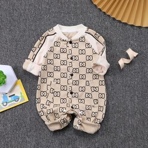 Ny spädbarn Romper Kläder Set Beige Romper för Baby Jumpsuit Nyfödda kläder
