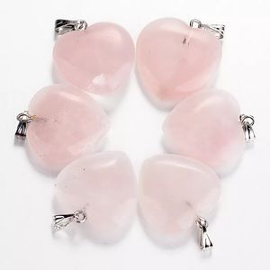 Natursten Rose Quartz Rosa Crystal Turkos Kärlek Hjärta Charms Pendants Healing DIY Örhängen Halsband för smycken