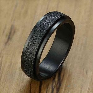 Zorcvens 2022 Punk Vintage Black Luxury Stainless Steel Matte Wedding Engagement Ring for Men Fashion Jewelry