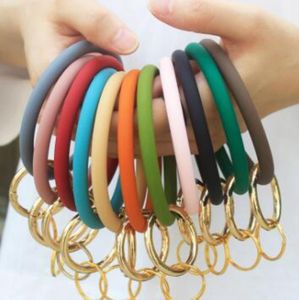 Other Jewelry Drop Delivery 2021 Bangle Ring Wrist Keychains Keyring Bracelets Round Holder Candycolored Sile Bracelet Key Chain Fitness Mnlj