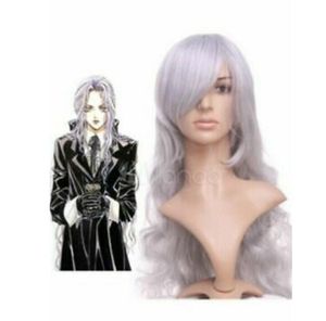 Silver Gray Wavy Long 90cm Angel Sanctuary Rosiel Nylon Cosplay Wig Halloween