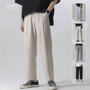 Calças khaki masculinas de verão tamanho grande em linha reta encaixar grandes tamanhos 3xl bolsos lado largo perna algodão preto calças de carga calças de trabalho masculino h1223