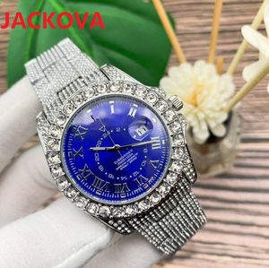 Klasik Erkek Alt Mariner Elmas Yüzük İzle 42mm Safir Ayna Tam Rhinestone Çelik Merkezi Saat Adam Japonya Kuvars En Kaliteli Çift Zaman Takvim Saatler