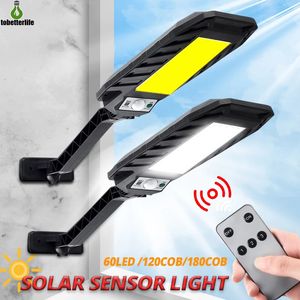 120COB 180COB Outdoor Solar Street Lampa Integrerad PIR Motion Sensor Wall Light Garden Spotlight LED Lighting