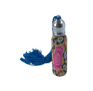 10ml tom glas parfymflaska med rullboll mini bärbara resor färgglada eteriska oljebehållare verktyg