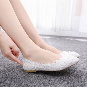 plus size white lace flat shoes wedding shoes bride shoes pregnant women flat casual new arrival 2020