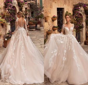 2021 vestidos de noiva pura pescoço manga longa laço vestidos nupciais robe de mariée oriente médio vestido de noiva de praia