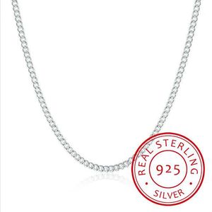 Chains Women's 2mm Side Chain 925 Sterling Silver 16"18"20"22"24" Short Long Fit Charms Necklaces Colar De Pra