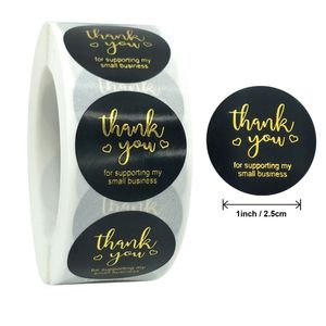 Gold Silver Color Thank You Stickers 1inch 500pcs Wedding Gift Envelope Handmade Stationery Paper Seals Label