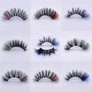 20 mm 25 mm farbenfrohe Wimpern Faux 3D Nerz Wimpern Dicke lange farbige falsche Augen Lash Shiny Party Full Strip Eye Wimpern Erweiterung Make -up