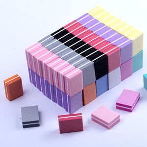 50pcs Double Sided Mini Nail File Blocks Kleurrijke Spons Nail Polish Sanding Buffer Strips Polijsten Manicure Tools