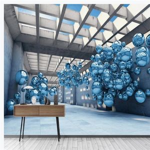 3d murals wallpaper for living room 3D three-dimensional space extension brick wall round ball background wall