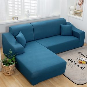 Solid Color Corner Sofa Cover Elastic L Shape Sectional Sofa Seat Covers Tight Wrap Stretch Couch Covers for Sofas Room Decor LJ201216
