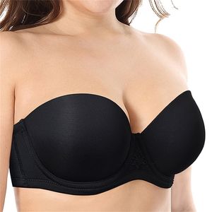 YANDW 새로운 여성 브래지어 섹시한 브라 렛 플러스 사이즈 컵 B C D E F G H 32 34 36 38 40 42 44 Strapless 이동식 안티 슬립 실리콘 스트랩 201202