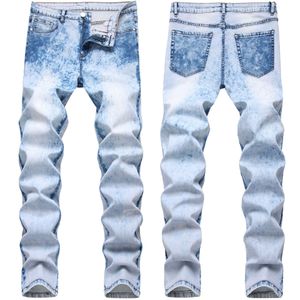 Herren Jeans Herren Blau Einfarbig Slim-Fit Fahrräder Bleistifthose Klassisch Business Streetwear Kostenlose Lieferung