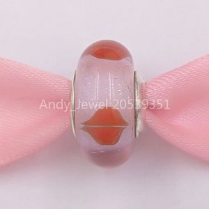 Andy Jewel 925 STERLING Gümüş Boncuklar El Yapımı Lamba İşleri Cam Murano Charm Charms'ın her yerinde öpücükler Avrupa Pandora tarzı mücevher bilezikler kolye mur