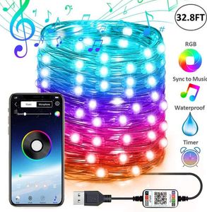 The latest 20m 200 lights smart control copper wire light mobile phone APP copper wire light string bluetooth USB holiday decoration light