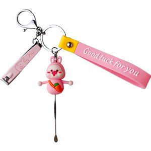 Cartoon Animal Keychains Cute Nail Clippers Key Chain Rings Children Women Men Stainless Steel Manicure Scissors Keyrings Holder Accessories