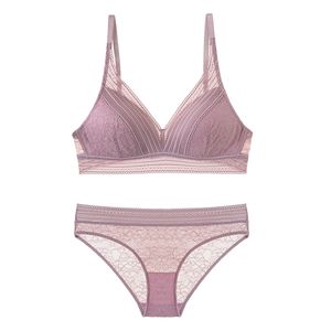 Reggiseno e mutandine senza ferretto in pizzo con coppe sottili e mutandine Set intimo push up per ragazze Reggiseni Lingerie per le donne Y200708