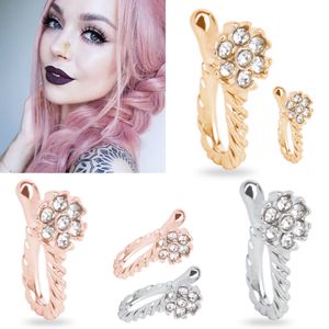 Hemp Rope Clip On Nose Ring Diamond Copper Non Piercing Faux Nose Clips Body Jewelry For Women
