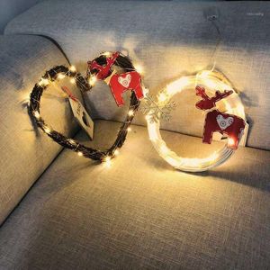 Decorações de Natal Ano Decoração de Árvores com Luzes Videiras Diy Compiled Star Heart Shape Pingnder1