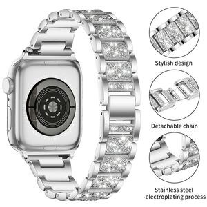 Luksusowa Bransoletka Imitacja Klejnot Smartwatch Paski + Diamond Case Watchbands 7 6 5 4 3 Złoto Inteligentny Watchband Do Apple Watch Iwatch 41mm 45mm 40mm 38mm 42mm Pasek bransoletka