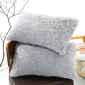 50x70cm plysch kudde väska vinter varm lång fluffig sömn kuddehus hem säng kudde kudde lock 201114