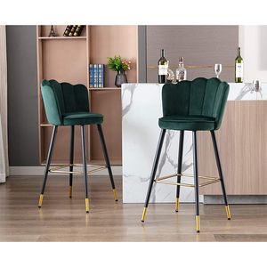 Stuhl Grün Samt großhandel-Möbel Amazonas Modern Green Samt Stoff Polster Floral Back Bar Chair Counter Stuhl