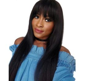 WIG SYNTHETIC Long Straight Wig With Bangs Synthetic Hair Wigs Bangs
