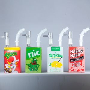 Oljeplattor Vattenrör med 14mm Man Hookah Tjock Pyrex Färgglada Gurka Vätska SCI Juice Box Bong för rökning