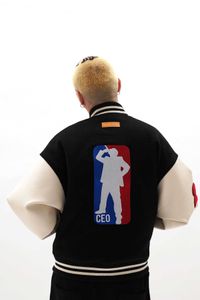 Erkek Ceketler Guochao Marka FFF MA Siwei AFGK Havlu Işlemeli Beyzbol Ceket Erkek Ve Kadın Pamuk Ceket