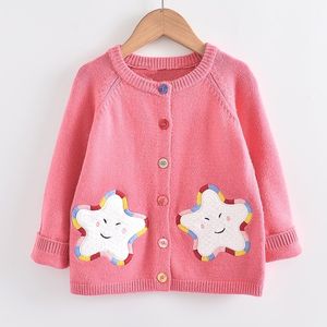 LOVE DD&MM Girls Coats Autumn New Kids Clothing Toddler Tops Cartoon Star Single-Breasted Long Sleeve Soft Knit Cardigan Sweater LJ201125