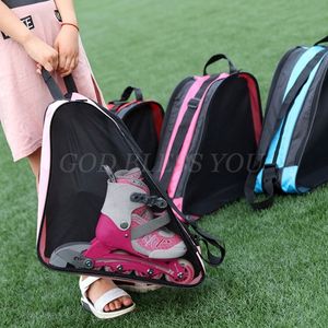携帯用子供のローラースケート厚いシングル/ダブルショルダーバックパック屋外スポーツ収納袋靴コレクションQ0115