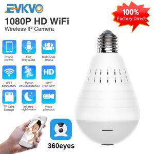 Telecameras 1080P Mini IP Camera IP 360 gradi LED Light wireless Panoramica Sicurezza domestica WiFi CCTV Fisheye Lampadina Lampadina Due modi Audio1