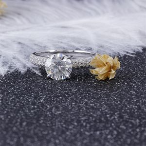 Transgems Center Anello di fidanzamento in oro bianco 14k 585 da 1,5 ct 7,5 mm F Colore Taglio eccellente con diamanti Moissanite da donna Y200620