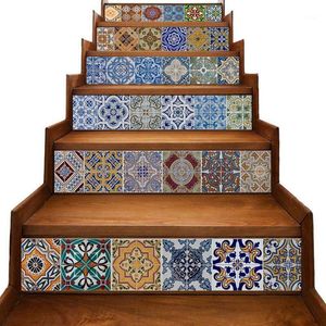 Väggklistermärken Skal och Stick Tile Backsplash Stair Riser Dekaler DIY Mexikansk Traditionell Talavera Vattentät Heminredning Trappa D1