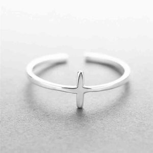 Anéis Simples E Elegantes venda por atacado-925 Anel de Prata Simples Senhora Elegante Abertura Cruz HypoLergênico Novo Design Presente de Jóias Fine