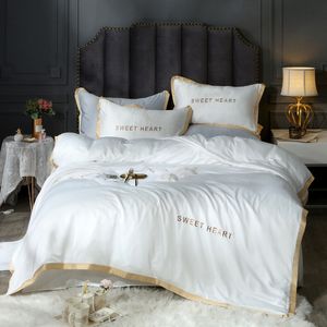 Moda estilo simples casa cama conjuntos de luxo folha de duvet capa de edredão fronha rei completo único rainha, cama conjunto 2019 T200706