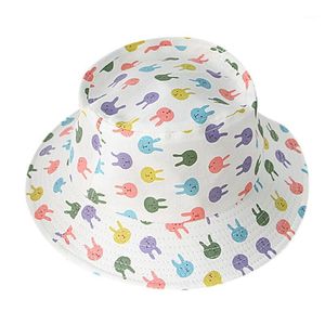 Sommer Baby Eimer Hüte Kleinkind Jungen Mädchen Cartoon Tier Druck Kappen Reversible Sonne Kinder Zubehör 1-4T1