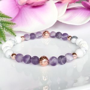 MG1081 6 mM Ametyst Essential Oljediffusor Armband Naturlig Lava Sten Armband Angst Relief Ädelsten Bracelet Februari Birthstone Mala