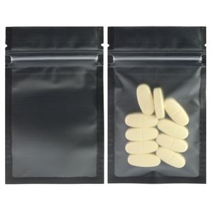 모듬 크기 무광택 명확한 검은 색 지퍼 잠금 백 100pcs PE 플라스틱 플라스 플랫 Ziplock 패키지 가방 201022309Q