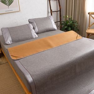 5D ICE Cool Summer Silver Mat Kit Sova Bed Sheet Set Rattan Monterad ark Solid Madrass Kåpa 150 * 200 Bäddsugn 2or3pcs / Set T200703