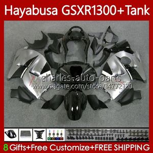 Fairings för Suzuki Hayabusa GSXR-1300 GSXR 1300 CC GSXR1300 96 97 98 99 00 01 Silver Black 74no.104 GSX-R1300 1300CC 2002 2003 2004 2005 2006 2007 GSX R1300 96-07 Kroppsarbete