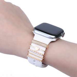 Metal Strap Decorative Ring Loops for Fitbit versa 3 sense Apple iWatch Watch Band Charms Series 7 6 5 4 SE Band Sparkling Diamond Ornament belt samsung huawei 20mm 45mm