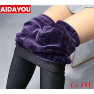 Fleece Lined Leggings for Women Winter Stretchy Pants Thermal Trousers Plus Size 5XL Cotton Warm ouc1707 Y200328