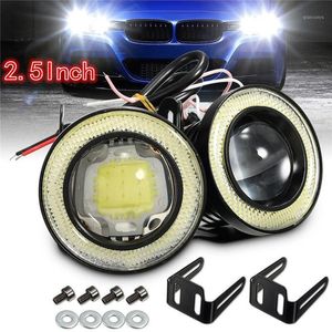 2 Stücke 2,5/3,5 Zoll Projektor COB LED Auto Nebelscheinwerfer Halo Angel Eyes Ringe DRL Weiß 12 V Straße Nebelscheinwerfer Universal1