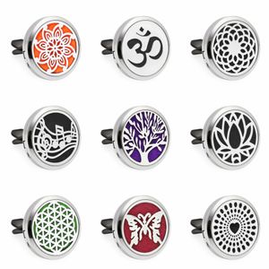 Lotusblommor Essential Oil Bil Vent Clip Air Freshener Diffuser Locket Car Aromatherapy Locket med 10st Free Pads