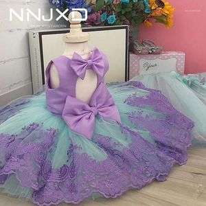 Dziewczyny Dresses 1 rok Prezent Urodzinowy Dla Baby Girls Party Vestidos Cute Bow-Knot Stroje Księżniczka Chrzest Niemowlę Dzieci Letnie Ubrania1