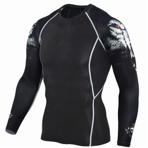 남자 휘트니스 티셔츠 패션 하이틴 늑대 긴 소매 압축 티셔츠 Rashguard 보디 빌딩 MMA 브랜드 의류 T 셔츠 201203