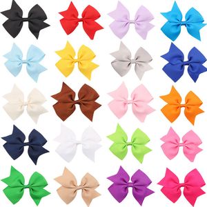 11cm Children Baby Solid Color Ribbon Bowknots Hair Clips Handmade Barrettes Girls Party Club Decor Accessories